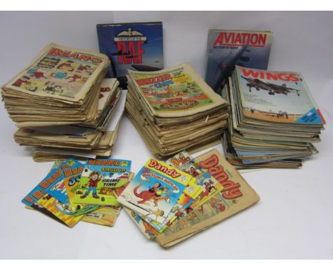 A collection of 1970s and 80s comics to include Whizzer and Chips, Cheeky, Jackpot, Whoopee, Beano, Dandy and Mad Magazine, t