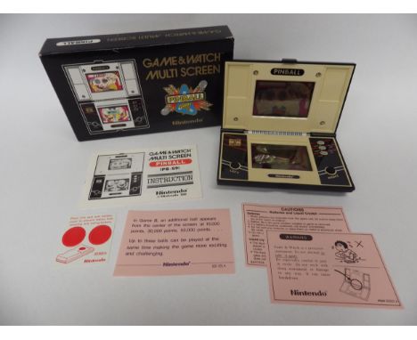 Nintendo Game &amp; Watch Multi Screen Pinball handheld electronic game (PB-59) in original box, Number 40124901, box has som