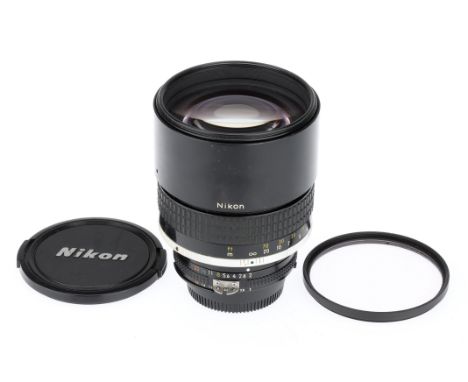 A NIkon Ais NIkkor f/2 135mm Lens, black, serial no. 212168, body, VG, elements, VG, some light internal haze, complete with 