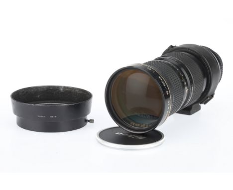 A Nikon Zoom-Nikkor ED f/4.5 50-300mm Lens, converted to an unknown cine mount, body, G, elements, VG, some light internal ha