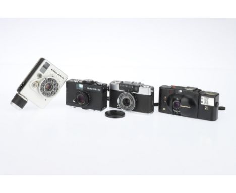 A Small Selection of Compact 35mm Cameras comprising a black Rollei 35 LED camera, made by Rollei Singapore, serial no.741534