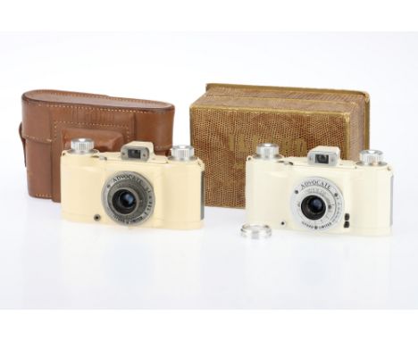 Two Ilford Advocate 35mm Viewfinder Cameras, to include a series II, white, body G-VG, shutter working, with Dallmeyer Anasti