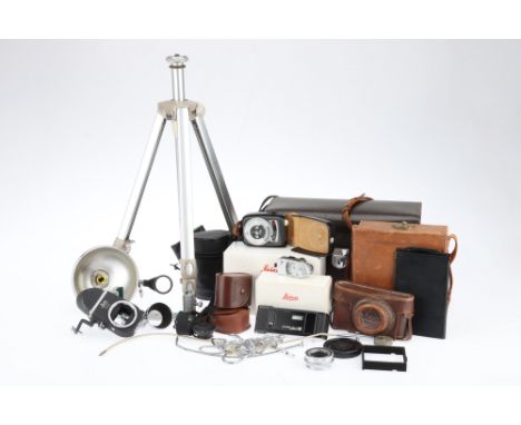 A Collection of Leica and Other Accessories including a Visoflex II reflex finder, a Metrawatt Leica-Meter MR,two Leica lens 