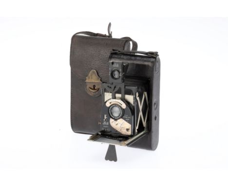 A Newman &amp; Guardia Baby Sibyl Folding Camera, black, body G-VG, shutter working, light damage to waist level finder, in m