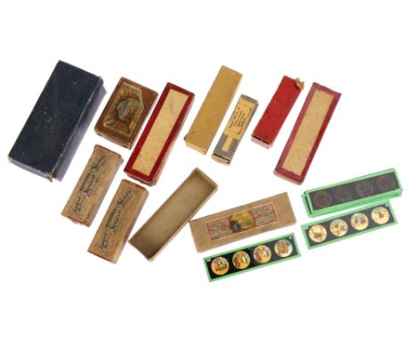 A Large Collection of 10 Sets of Children's Magic Lantern Slides comprising of various magic lantern slides for children's ti