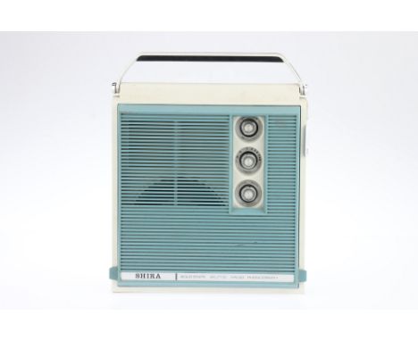 A Shira Solid State Radio Phonograph / Record Player Combined Unit, blue &amp; grey, body G-VG, both AM radio &amp; phono pla