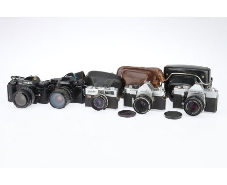 A Selection of 35mm SLR Cameras, to include a Minolta 7000, body G, some wear to grip, shutter working when batteries are ins