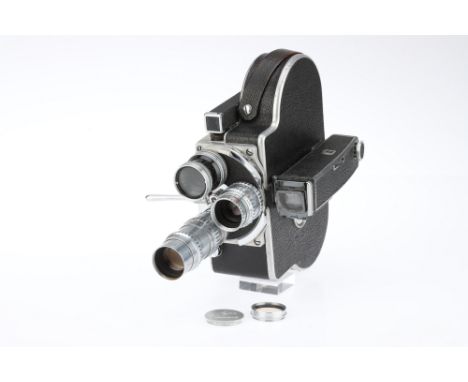 A Bolex H16 16mm Motion Picture Camera, black &amp; chrome, body G, motor winds &amp; runs, angle finder requires attention, 