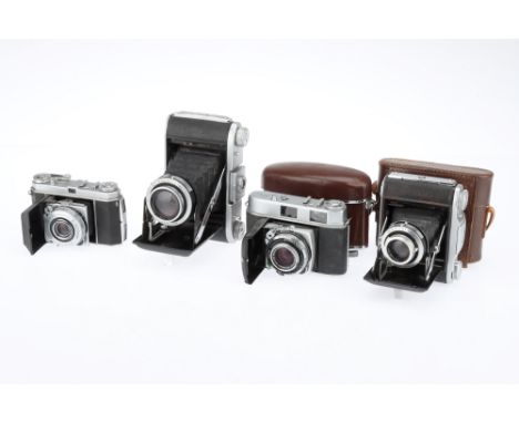 A Selection of Folding Cameras, to include a Kodak Retina II C, body G-VGm shutter working but triggers on wind, slow speeds 