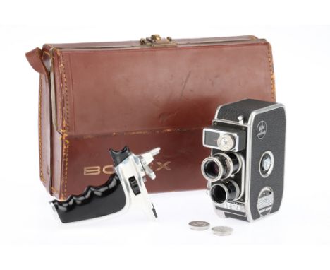 A Paillard Bolex B8SL 8mm Twin Lens Turret Cine Movie Camera IR 789572, black/chrome, 1962, serial no.959551, with Kern-Paill