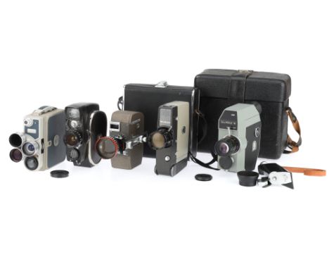 A Selection of Clockwork Motion Picture Cameras, to include a Quarz 5, body G-VG, motor winds &amp; runs, with Meteor2-3 zoom