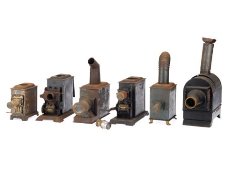 A Collection of Children's Lanterns and Projectors, including a tin plate lantern marked 'G.B.N.' Gerbruder Bing Nuremberg, a