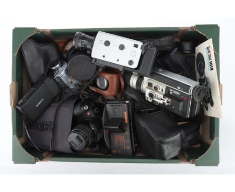 A Collection of Various Cameras and Accessories including a Minox B subminiature camera with case, shutter working, a Leica V