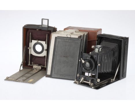 An Ernemann Heag XI Folding Camera, black, body G, bellows F-G, some light corrosion, optics VG-E, shutter slow to close, tog