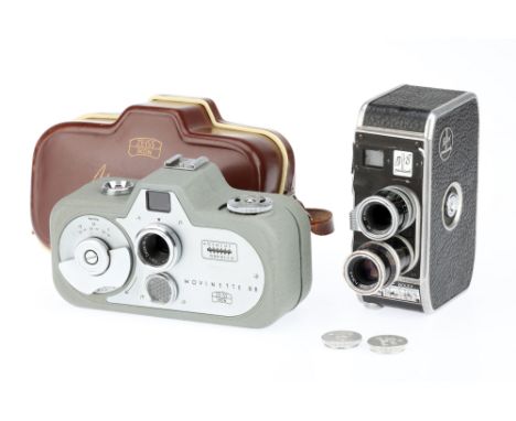 Paillard Bolex B8 and Zeiss Ikon Movinette 8B Cine Movie Cameras IR 241600, comprising a Paillard Bolex B8 twin lens turret 8