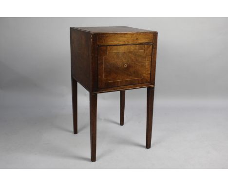 A 19th Century Mahogany Bedside Cabinet, Front Panel Sealed and Access Only Through Back, 36cms Wide 