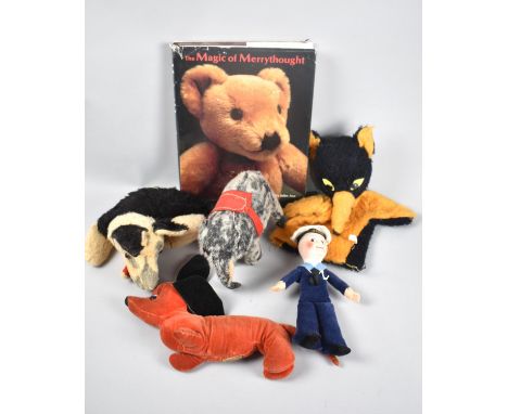 A Collection of Various Vintage Soft Toys, Glove Puppet and Book Entitled The Magic Of Merrythought 