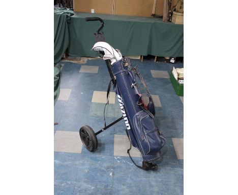 A Golf Bag Containing Various Wilson Golfing Irons together with a Caddy 