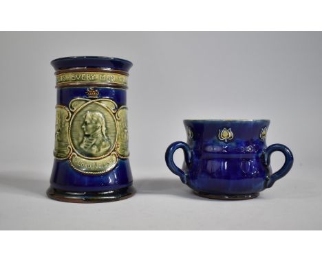 A Royal Doulton Stoneware Lord Nelson Commemorative Vase, Decorated in the Usual Enamels, Impressed no. X6423 to base, 13cm h