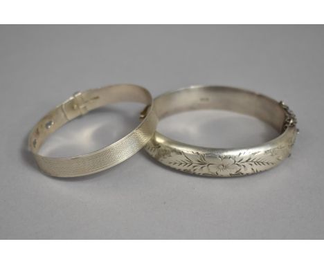 Two Silver Bracelets both with Hallmarks to Comprise Engine Turned Belt Buckle by WBs Edinburgh 1959 Hallmark and the Other b