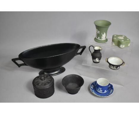 A Collection of Various 19th and 20th Century Wedgwood Jasper and Basalt ware to Comprise a Basalt Lidded Pot with Classical 