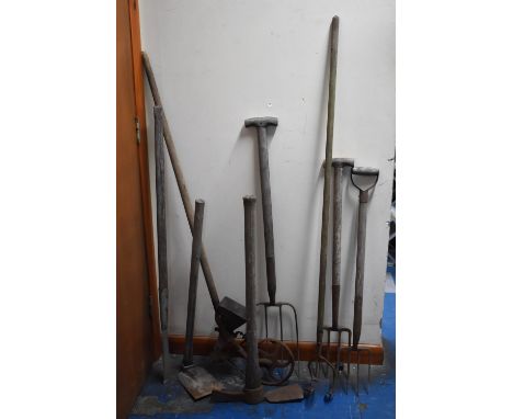 A Collection of Various Vintage Wooden Handled Garden Tools 