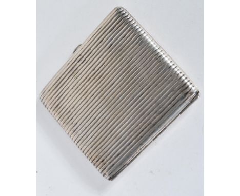 An early 20th Century continental silver 800 stamped cigarette case with banded design. The case of square form with push but