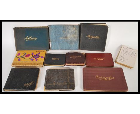 A collection of 10x assorted antique / vintage autograph books - all largely filled with poems, sketches, ditties, paintings,