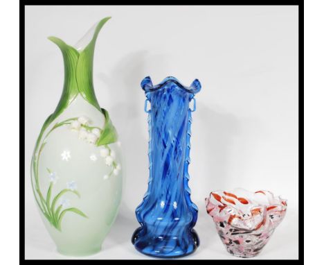 Three 20th Century ceramic vases to include a Graff porcelain vase having floral Art Nouveau style decoration with foliage an