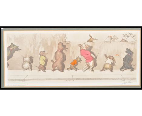 A vintage French Boris O'Klein Dirty Dogs of Paris framed and glazed novelty dog print having facsimile signature.&nbsp;Measu