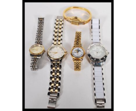 A collection of vintage watches to include a Rotary moonphase examples, bracelet watch etc.