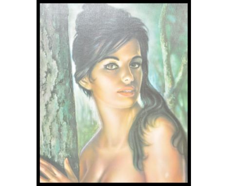 A vintage retro 20th century framed 1960's coloured print of a partly clad Female after J H Lynch.&nbsp; entitled Tina.