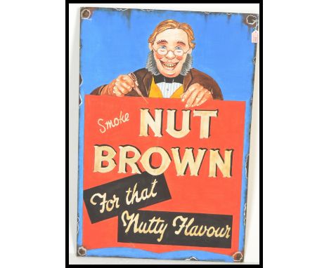 Nut Brown Tobacco - A good contemporary vintage style recreation of a porcelain enamel point of sale advertising sign. The si