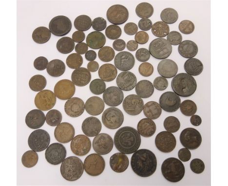 Collection of 18th Century and later provincial tokens, coins and other 'copper' coinage including; 1812 'Rolling Mills at Wa