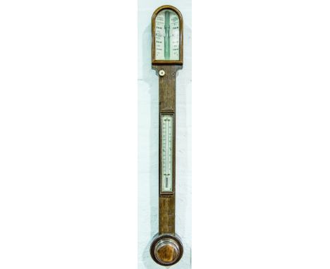 Rosewood stick barometer by Negretti & Zambra, London, height 94cm.