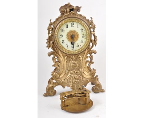 Solid brass mantle clock, no pendulum and key, movement detached, 29cm