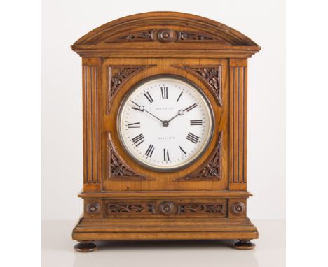 Walnut cased mantel clock, by Reed & Son, Cambridge, Paris movement, 23.5cm high.