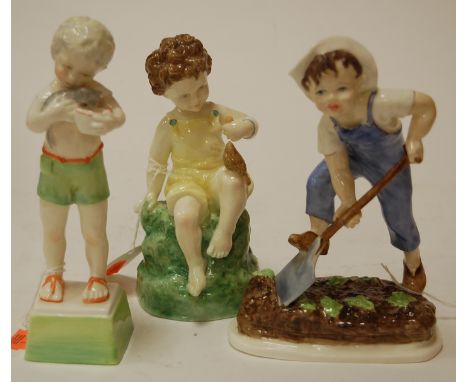 Three Royal Worcester figurines to include Friday's Child is Loving and Giving numbered 3261, one other of the same title, an