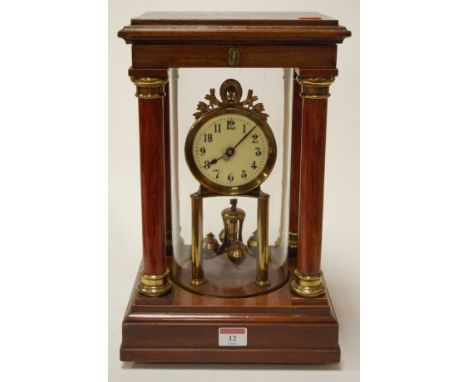 A modern lacquered brass Portico type anniversary clock  together with one other modern mantel clock (2)