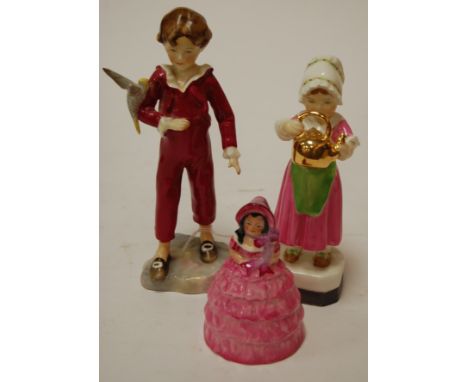 A Royal Worcester figure The Parakeets modelled by FG Doughty No. 3087 together with a Royal Worcester figure 'Polly put the 
