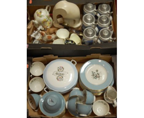 A Royal Doulton part tea and dinner service in the Rose Elegans pattern together with various Continental biersteins, modern 