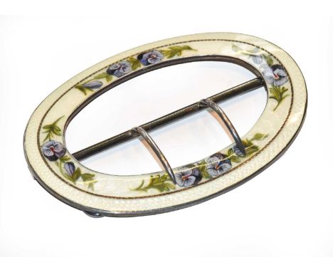 A silver enamel buckle measures 8.5cm by 6.1cmCondition report: Gross weight 41.3 grams.