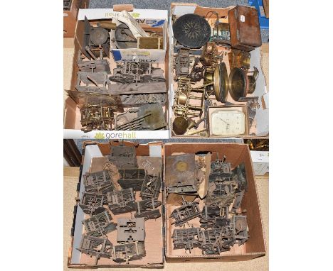 A selection of clockmakers thirty-hour movements and other mantel and wall clock movements (four boxes)