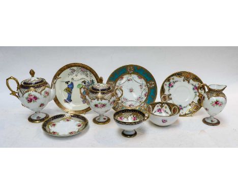 A quantity of Noritake porcelain including teaset, scent bottle, cabaret set, a pair of vases, etcCondition report: Powder bo