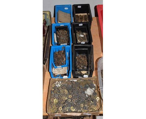 A large quantity of longcase and mantel clock hands (seven boxes)