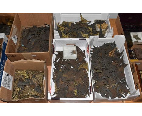 A large collection of longcase clock spandrels and other smaller spandrels (five boxes)