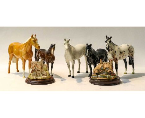 Beswick Horses including Appaloosa Stallion and Dales Pony, with three others (a.f.); together with a Border Fine Art model o