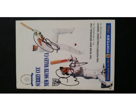 CRICKET, signed programme for 1995 friendly, Surrey (7) v New South Wales (11), inc.  Brown, Butcher, Adam Hollioak, Tudor; L
