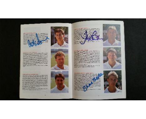 CRICKET, signed programme for 1990 ODI, England (13) v New Zealand (9), inc. Gooch, Lamb, Defreitas, Malcolm, Gower, Pringle,
