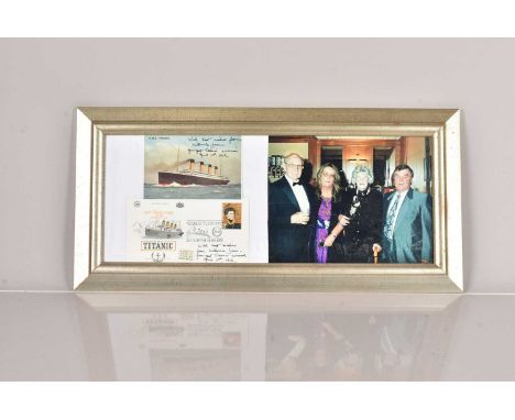 Titanic, a signed postcard and First Day Cover, signed by the youngest Survivor of the Titanic Disaster, Millvina Dean, with 